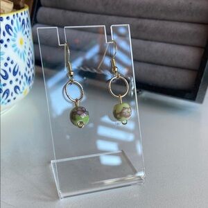 Elegant Green Floral Earrings